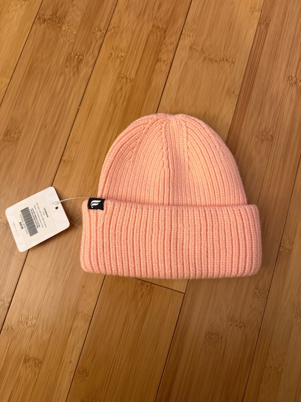 Fabletics Light Pink Ribbed Fold Cuff Beanie NWT